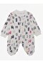 Patterned cotton romper with baby hat and booties - 2