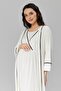 Women's Ecru Maternity Nightgown and Dressing Gown Set with Nursing Features, 2-Piece - 6