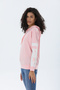 Powder Pink Hooded Cat Printed Women's Sweatshirt - 5