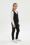 Girls' Stripe Patterned Trousers Buttoned Vest Classic Long Sleeve Blouse 3-Piece Set Relaxed Fit - 4
