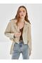 New Season Oversize Women's Cream Color Biker Leather Jacket