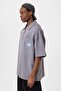 Oversize Polo Collar Zippered T-Shirt Smoked - 6