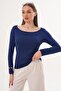 Women's Boat Neck Long Sleeve Blouse - 260112 - 3