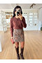 Burgundy-Black Patterned Mini Skirt - 251151 - 2