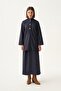 Navy Blue-Gold Buttoned Suede Tunic - 2