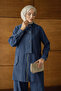 Nova Buttoned Zipper Suit - Navy Blue - 4