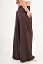 Double Pleated High Waist Coffee Palazzo Trousers - 7