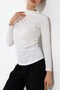 Star Dust Sandy Half Turtleneck Side Gathered Long Sleeve Women's Blouse - 4