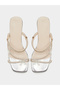 Women Silver Rhinestone Butterfly Block Heel Sandals - 5