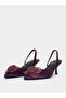 Purple Satin Slingback Shoes with Floral Detail - 2