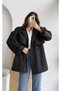 Women's Black Belted Short Trench Coat with Pockets