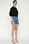Women's Black Balloon Sleeve Pocket Shirt - 3