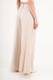 Double Pleated High Waist Beige Palazzo Trousers - 3