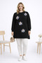 Women's Black Slit Floral Accessory Tunic - 2