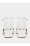 White Ankle Strap Low Heel Sandals - 4