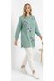 Women's Water Green Slit Tunic with Floral Accessories - 3
