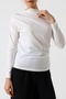Star Dust Sandy Half Turtleneck Side Gathered Long Sleeve Women's Blouse - 2