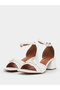 White Ankle Strap Low Heel Sandals - 2