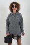 Gray Polo Collar Embroidered Sweater - 3
