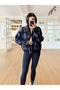 Navy Blue-Anthracite Diamond Patterned Zippered Cardigan - 261003 - 4
