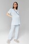 Pregnant and Postpartum 3-Piece Pajama and Dressing Gown Set - Cotton Set with Breastfeeding Feature - Light Blue - 5