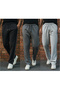 3-Piece Baggy Sweatpants – 2 Yarns, Elastic Waist, Wide Legs, Black |   Gray |   Smoked