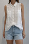 Women's Short Sleeve Linen Shirt - 3