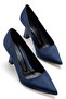 Women's Navy Blue Satin Pointed Toe Thin Heeled Stiletto - 3