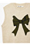 Sleeveless Bow Patterned Crew Neck Knit Sweater - 5