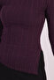 Women's Purple Asymmetrical Collar Side Slit Blouse Arm-26K001066 - 3