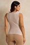 Women Beige Solid Vest - 3