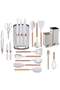 Premium Home Kitchen Essentials Display With Coordinated Utensil 19Pcs Set, Soft Pastel Tones, Woode
