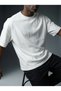 Unisex Oversize Wide Cut 100% Cotton Soft Textured Basic Crew Neck Black T-Shirt K8023Ut - 6