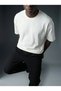 Unisex Oversize Wide Cut 100% Cotton Soft Textured Basic Crew Neck Black T-Shirt K8023Ut - 5