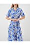 Women's Short Sleeve Patterned Dress 2560 - Cobalt Blue - 2