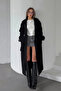Black Belted Buttoned New Season Lined Premium Quality Comfortable Fit Women's Cashmere Coat 2026 - 2