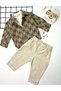 Baby Boy Hawaiian Shirt T-Shirt Linen Pants 3-Piece Set Khaki-Beige