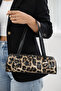 Women's Leopard Patterned Leather Baguette Hand and Shoulder Bag - 4