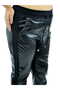 Plus Size Leather Look Jogger High Waist Women's Trousers with Stone Detail - 2