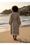 Muslin Kimono 100% Cotton Kilim Patterned Jacquard Bathrobe Kaftan Dressing Gown Beige - 2