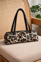 Women's Leopard Patterned Leather Baguette Hand and Shoulder Bag - 3