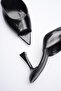 Black Matte Patent Leather 9 cm Heel Groya Pointed Toe Women's Slippers - 3