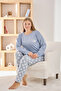 Women's Plus Size Stylish Sofia Fabric Pajama Set - Blue - 2