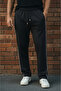 Black Piped Full-Length 2-Thread Baggy Sweatpants – Elastic Waist, Pocket Detail, Wide Leg - 2