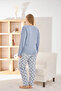 Women's Plus Size Stylish Sofia Fabric Pajama Set - Blue - 3