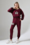 Pearl and Leopard Printed Tracksuit Set/V-Neck Ribbed Long Pants - 5