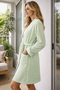 Long Women's Bathrobe – Cotton Kimono with Oyster Stitching - 2