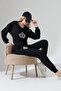 Pearl and Leopard Printed Tracksuit Set/V-Neck Ribbed Long Pants - 4