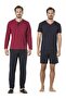Men's 5 Piece 100% Cotton Knitwear Robe+Pajama Set+Shorts Set Boxed Groom Dowry Set - 3