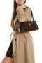 Women's Dark Brown Handbag with Charm Detail and Lock Closure (Shoulder and Arm Bag) - 8